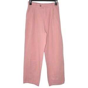 J ING Womens Pants Large Pink Pleat Front Pockets Straight Leg High-Rise Casual